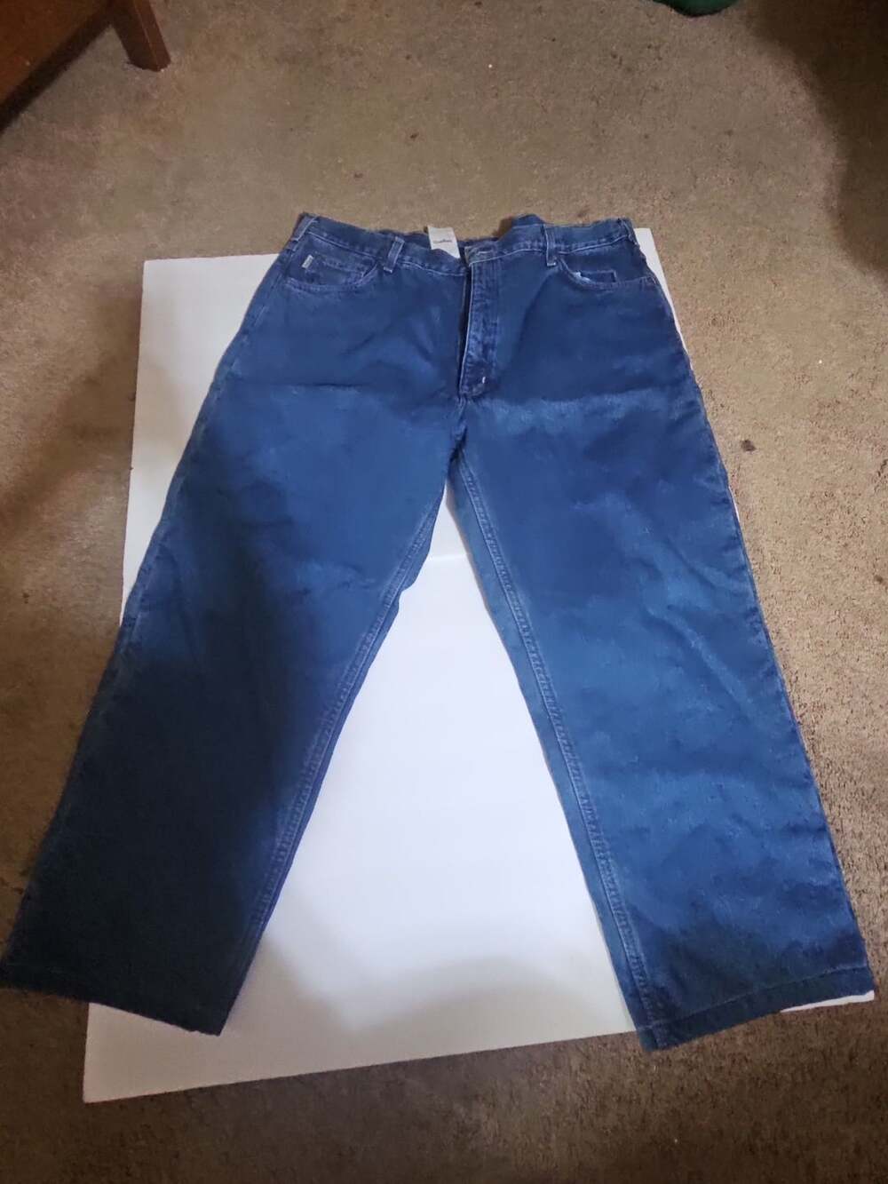 Carhartt B156 DST Jeans Size 42 x 30 Blue Relaxed Fit Lined Denim Pants